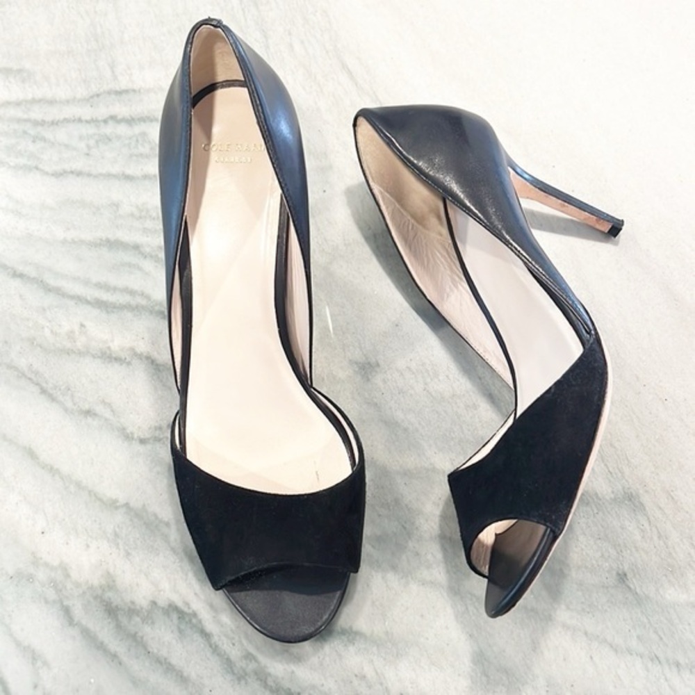 Cole Haan Suede and Leather D’orsay Heels Black size 10.5